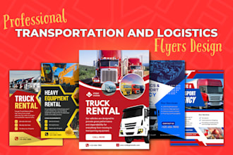 design transport logistics, trucking, dispatching, freight vehicle flyer