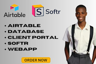 setup airtable database ,client portal, airtable automation ,softr webapp weweb