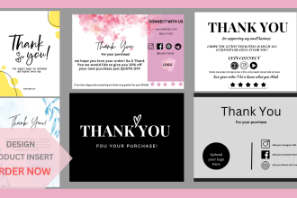 design amazon thank you card,  product insert package insert