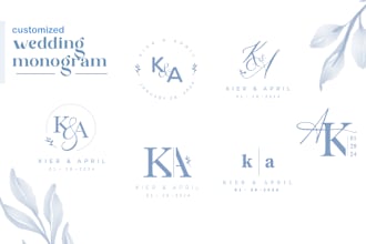 do custom wedding monogram, logo, or initials design for you