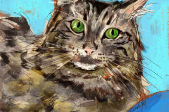 draw a cat portrait in my hand drawn textured style
