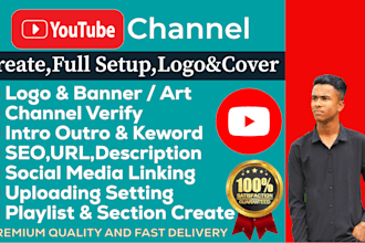 do youtube channel create and setup logo banner outro, intro