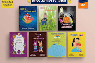 kids coloring activity book cover design kids book interior design for KDP