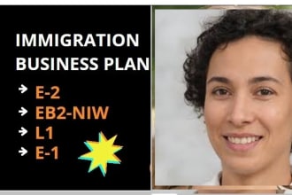 write USA immigration business plan for eb2 nlw, e2, l1 visa