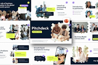 redesign clean creative pitch deck slides, powerpoint investor deck redesign