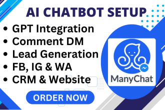 setup whatsapp API, ai gpt4 chatbot integration manychat expert shopify lead bot