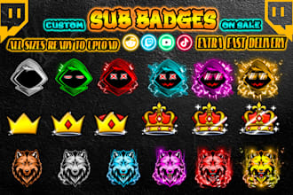 create awesome twitch sub badges , kick badges, and discord badges