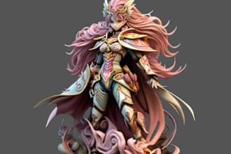sculpt 3d anime figure, anime diorama model action figure 3d toy for 3d printing