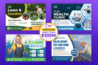 design urgent eddm postcard for solar, lawn care, medical, cleaning in 24 hours
