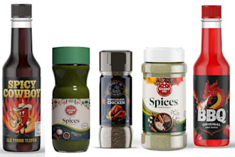 do packaging and label for spice, sauce, seasoning, honey, pikliz,food,BBQ,salsa