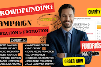 create, promote winning fundraising campaign for gofundme, charity, indiegogo,