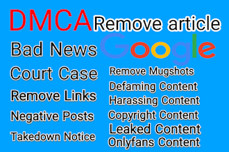report mugshot,bad article,negative links,bad links,court case under dmca
