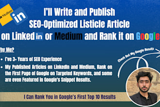 write and publish a listicle article on linkedin and rank it on google
