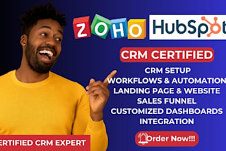 set up hubspot or zoho CRM with automation and sales funnels