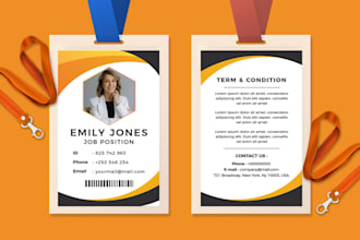 design elegant id card, id badge, and lanyard for business under 24 hours