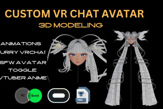 do custom 3d modeling  vr chat avatar vtuber anime furry vr character vrc avatar