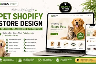 design a modern pet shopify store and pet website