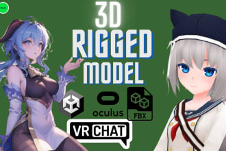 do 3d custom vr character model anime furry for vrchat or vtube