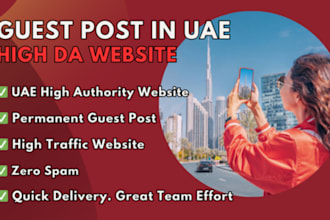 do 10 SEO guest post on high da website with dofollow permanent backlink in uae
