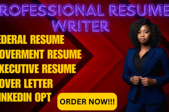write federal, government, executive resume, cover letter and linkedin