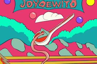 create colorful hand drawn psychedelic retro illustration