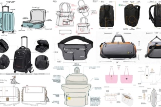 do bag designs, handbag, laptop bag, luggage bag and tech pack for manufacturer