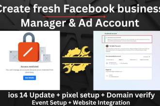 create  fresh facebook business manager and ad account