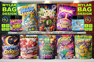 design premium weed pouch, cbd packaging, mylar bag design