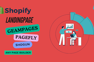 design shopify landing page, product page with pagefly, shogun, or gamepage