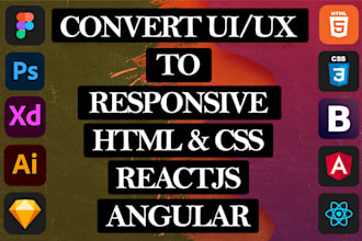 convert figma to html, xd to html, psd to html and fix design issues