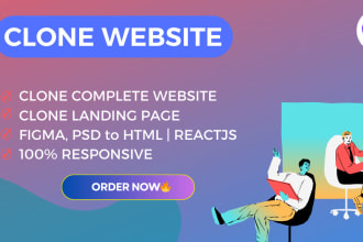 copy, clone website or landing page using html css js and reactjs