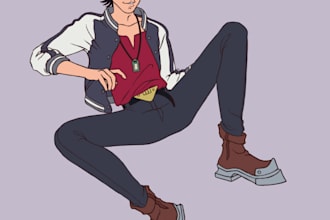 do stylized, polished, colored sketches