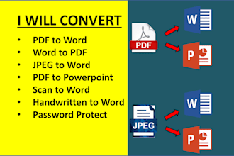 convert PDF, scan, jpeg to word