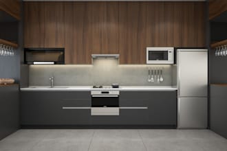 design modern kitchen interior with 3d model and rendering