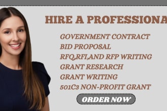 do winning government contract bid proposal, rfp,rfq, non profit grant and 501c3