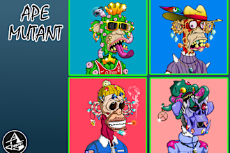 create unique nft art mutan ape 1 to 10k custom or generate