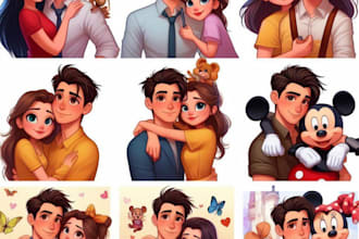 draw your pet portrait illustration in disney cartoon
