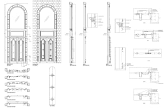 design main door 2d drawing with detail sections