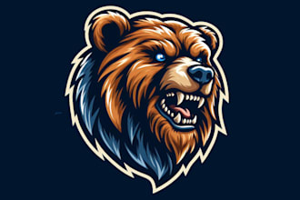 design realistic grizzly head mascot logo only 12 hours
