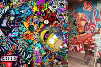 create unique graffiti mural graffiti logo typography doodle art wall art