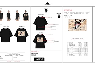 do fashion apparel tech pack and flat sketch for manufacturer