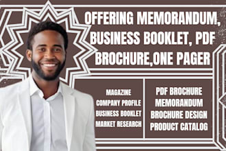 design or redesign offering memorandum, business booklet, pdf brochure,one pager