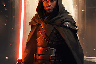 draw your star wars sci fi character art style jedi