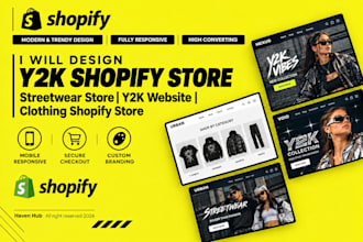 design y2k shopify store, streetwear store, y2k website, clothing shopify store