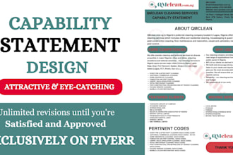 design professional capability statement for your company or business