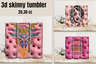 design 3d inflated 20,30oz tumbler wraps designs