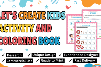 create kids coloring and activity book and worksheets for amazon KDP
