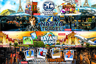 make banner,logo,pfp travel,vlogs for your channel youtube