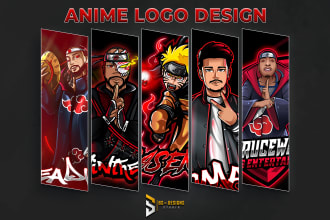 design custom anime, manga character logo for youtube, twitch