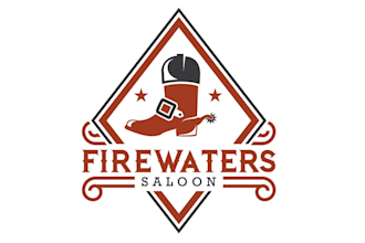 design exceptional modern fire waters and saloon logo
